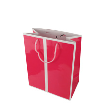 Custom Recyclable Shopping Handle Pink Clothing Kraft Paper Bag Shop