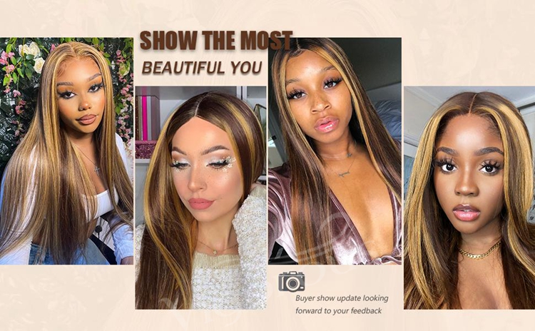 Lace Front Wig for Black Women highlight Honey Blonde Futura Fiber Synthetic wigs Heat Resistant Free Parting