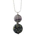 Natural Gemstone Agate Necklace with Silver Chain