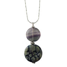 Natural Gemstone Agate Necklace with Silver Chain