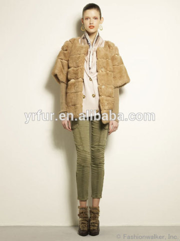 YR072 Newest Rabbit Fur Jacket/Half Sleeve Rabbit Fur Garment