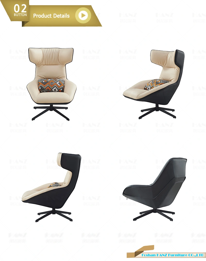 Light Luxury Hotel Lobby Black Leather Home Furniture Assembled Leisure Chair