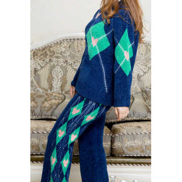 Weiches Fleece Blue Print Pyjama Set