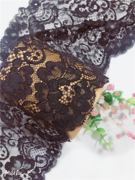 Black Stretch Jacquard Tronic Lace Fabric for Intimates