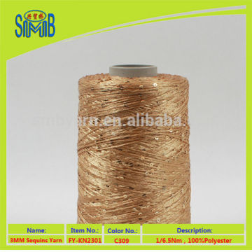 china fancy sequins yarn oeko-tex 100 factory shingmore wholesale polyester spangle knitting yarn in bobbins