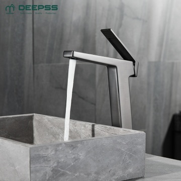 DEEPSS Wholesale High Bathroom Brass Gun Black Tapware Sink Mixer