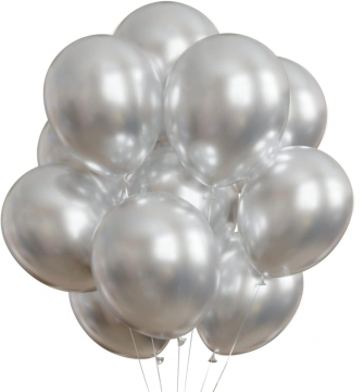Silver metallic latex balloon