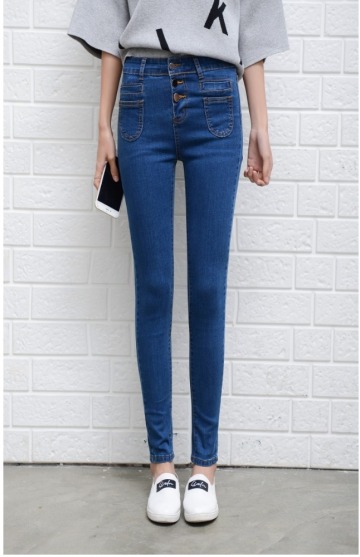 Early Autumn New Design Black And Blue Korean Slim Leisure Women Jeans B9575