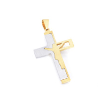 Mens Gold Plated Custom Cross Pendant Jesus Pendant