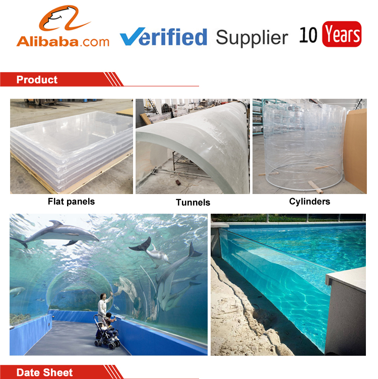 Large curved plexiglass super thick acrylic sheet for aquarium