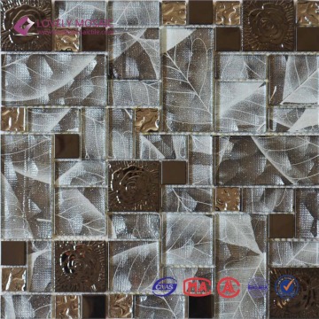 backsplash decorative metal mix glass mosaic tile