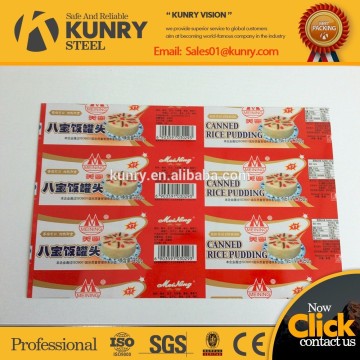 One printed tinplate sheet for two pails