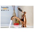 Brass Single Handle Basin Mixer Rose Gold