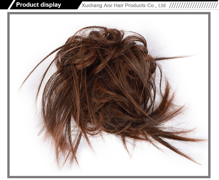 Aisi Hair Synthetic Donut Brown Chignon Curly Bun Pad Chignon Elastic Band Ribbon Ponytail Rope Rubber Hair Extension For Women