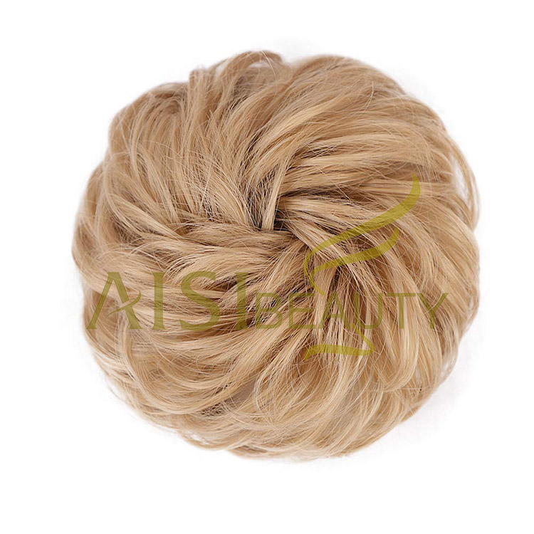 Aisi Beauty Top Quality Wholesale Multi Color Synthetic Curly Messy Donut Chignon Bun Elastic Rope Rubber Band Hair Extension