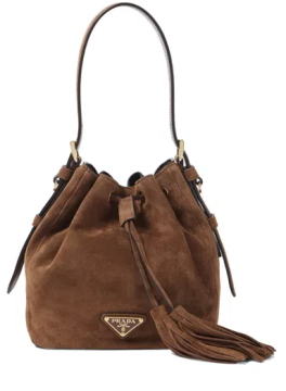 Stylish suede bucket bag