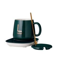 ZXX866 Ceramic Coffee Mug with Heater and Straw