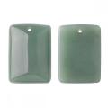 Natural Green Aventurine Rectangle Gemstone Pendant Neckalce with 45CM Silver Chain