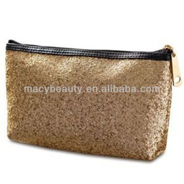 Sequin cosmetic bag gold