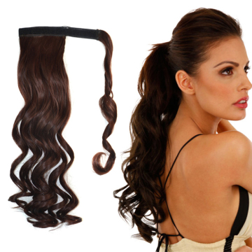 Long culry cambodian blonde elastic pony tail bands pony tail hair extension