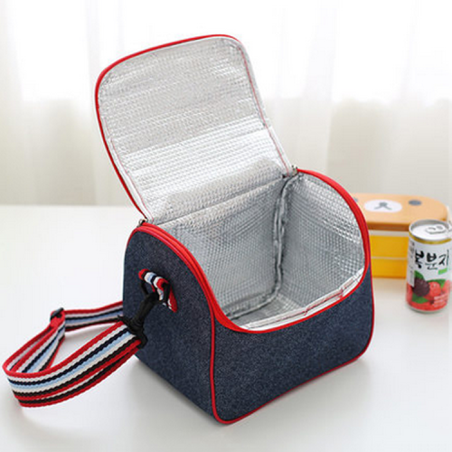 canvas insulated lunch cooler bag with shoulder strap for office