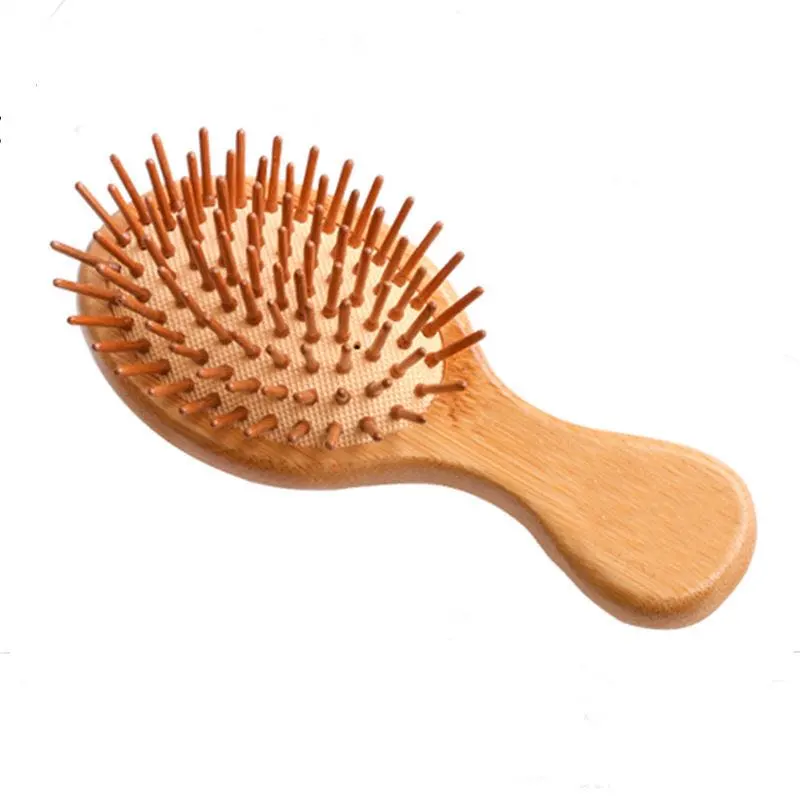 Oval Anti-Static Big Bamboo Bristle Pin Paddle Cushion Hair Brush
