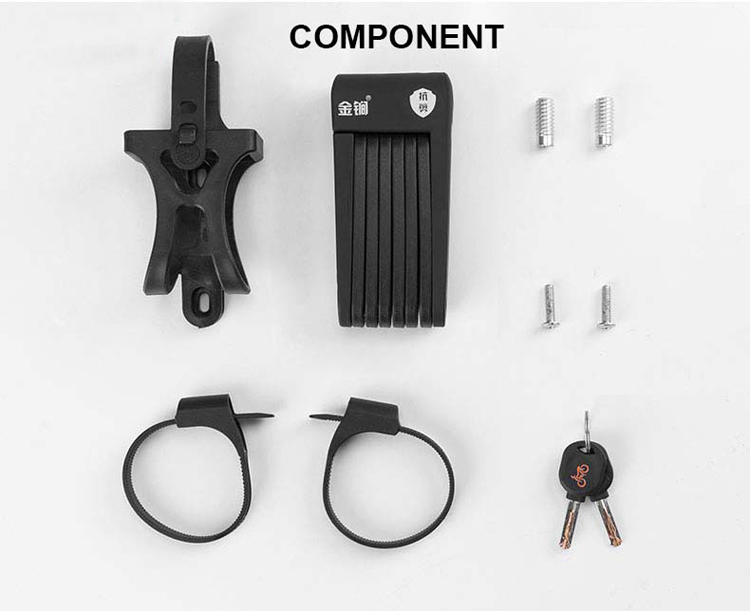 Jinjian  Anti Theft Foldable Structure  Wearable Compact Bicycle folding Lock with key set