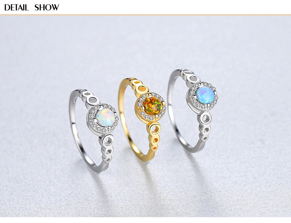 Elegant 925 Sterling Silver CZ Opal Rings