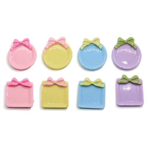 Cute Round 33mm Resin Plate Mini Square Dish for Kids Doll House Toy Diy Accessory