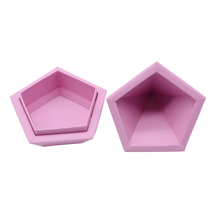 New Luxury Design Hexagon Shape Rigid Cardboard Pink/Black/Royal Blue Wedding Favor Flower paper box