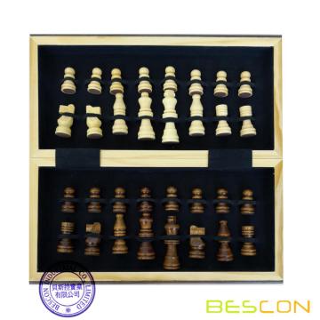 BESCON DICE 10-Inch Classic Folding Wooden Chess Set for Kids and Adults, Folding Chess Board - Storage for Chess Pieces