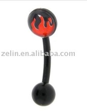 BIOPLAST Flame Logo Eyebrow Ring,eyebrow piercing jewelry barbell
