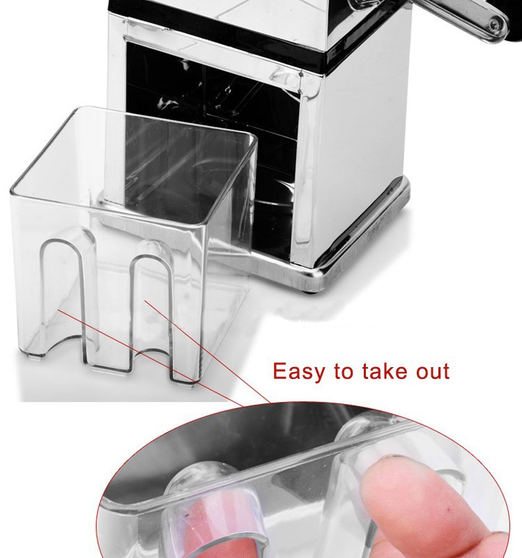 China Fornecedor Utilização doméstica Máquina de triturador de gelo manual de liga leve de zinco