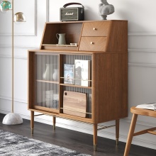 Modern Solid Wood Sideboards with Moru Glass Door for Simple Dining Room Storage