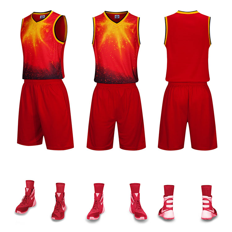 Sublimation polyester basketball uniform with pocket front