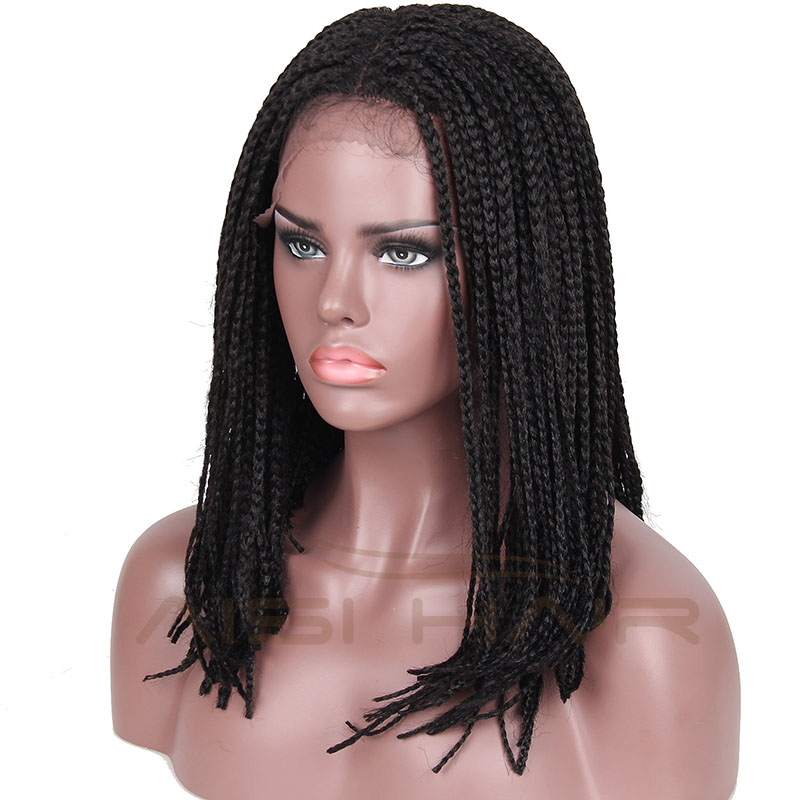 Aisi Hair Wholesale Medium Length Glueless Lace Front Wigs For Black Women Heat Resistant Braid Box Lace Front Three Braids Wigs