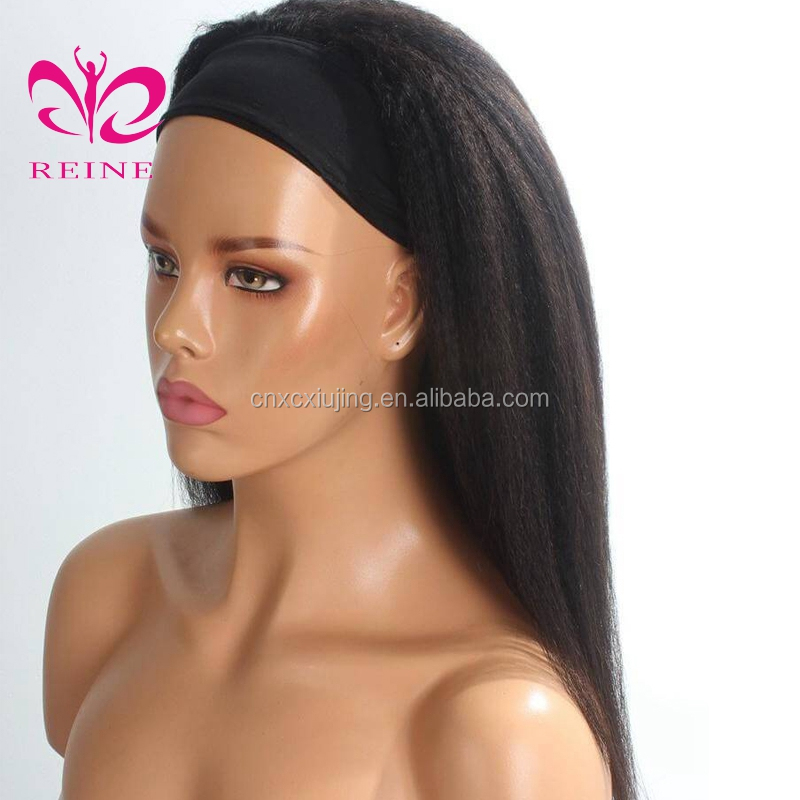 Wholesale Headband Wig Human Hair For Black Women,Remy Human Hair Headband Wig, Kinky straight double drawn human hair wigs