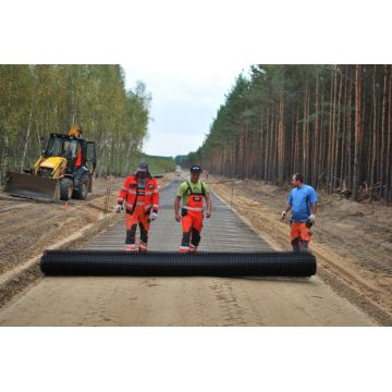 ไฟเบอร์กลาส Geogrid 250-250kN/m สำหรับพื้นผิวถนน