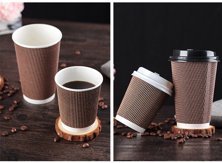 Disposable Coffee Cup with Lid Thick Corrugated Cup with Hot Drink Cup, Can Be Customized