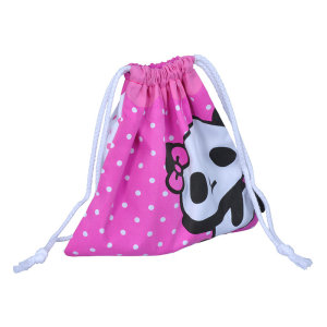 Customized panda Printed Muslin Drawstring Cotton Bag