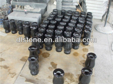 Stone Lantern,Black Granite Tombstone Urns Flower Vases