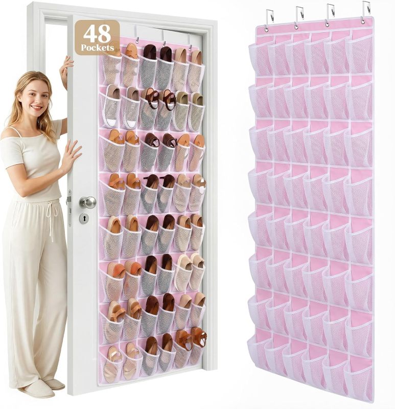 48-Pocket Over Door Mesh Shoe Organizer Rack