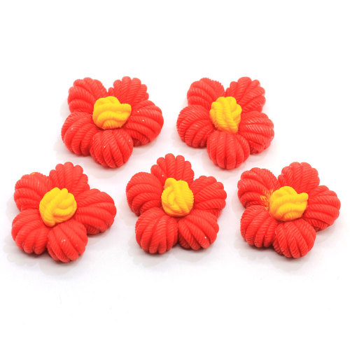 Two Size 100Pcs Resin Daisy Shape Flat Back Decoration Simulation Red Flower for Children Hairpin Accessory Scrapbook Making