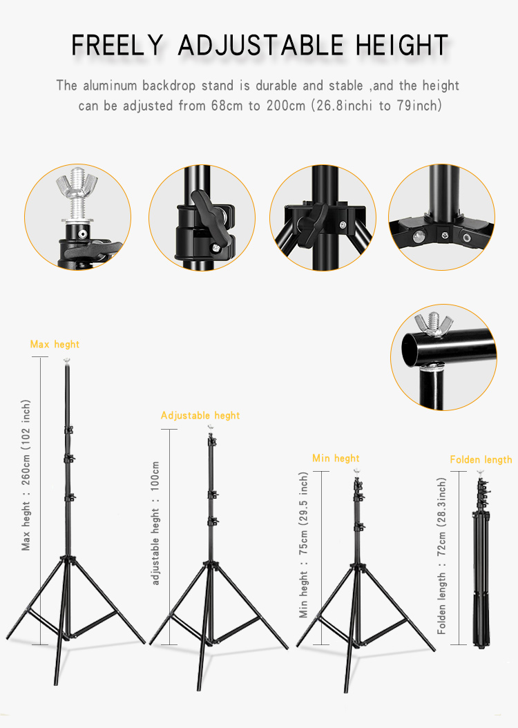 2.6x3M Fotografieapparatuur Achtergrond Ondersteuningssysteem Kit Fotostudio-accessoires voor Video-achtergrondstandaard met Draagtas