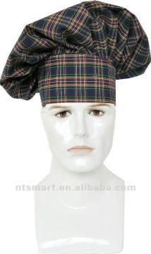 Blue checked chef hat