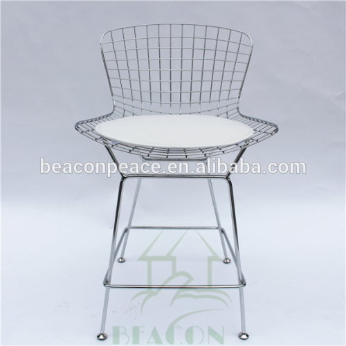 Harry Bertoia Steel Side Wire Bar Stool With Seat Pad