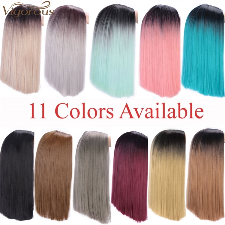Vigorous Straight Short Blunt Cut Bob For Black Women Deep Middle Part Brazilian Wigs Heat Resistant Synthetic Cosplay Wigs
