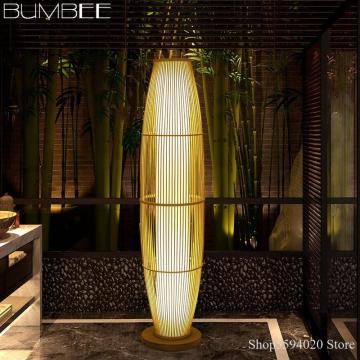 New Chinese Creative Bamboo Floor Lamp Modern Living Room Minimalist Floor Lamp Bamboo Floor Lamp Wood Flooring Standing Lamp