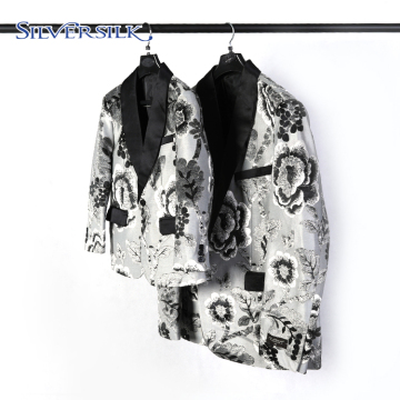 Elegant flocked floral suit jacket men blazer