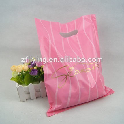 2016 hot sale die cut plastic shopping bags with different sizes and printing